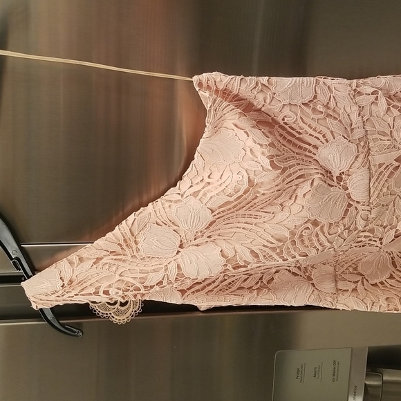 💕REISS💕 Mena One-Shoulder Crochet Lace Dress ~ Nude US 6 NWT - Picture 8 of 13